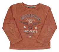 Starorůžová sametová mikina s nápisem - Harry Potter 