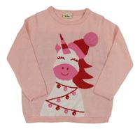 Světlerůžový svetr s jednorožcem 