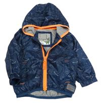 Tmavomodrá lehká šusťáková bunda s vesmírem a kapucí Mothercare