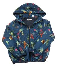 Petrolejová šusťáková jarní bunda s Marvel a kapucí H&M