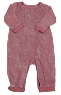 Růžový froté overal s králíky M&S