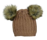 Starorůžová pletená čepice s bambulemi Primark