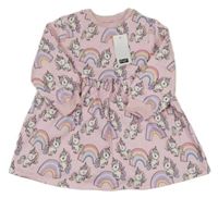 Nové - Růžové teplákové šaty s jednorožci F&F