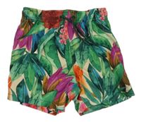 Zeleno-fialové plážové kraťasy s listy Primark