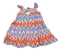 Nové - modro-červené vzorované lehké šaty Primark