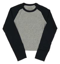 Šedo-černé žebrované crop triko Primark
