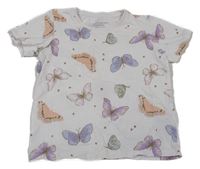 Bílé crop tričko s motýlky Primark