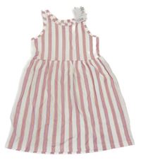 Nové - bílo-růžové pruhované šaty H&M