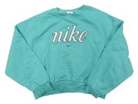Tyrkysová crop mikina s logem Nike