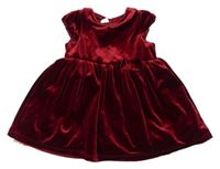 Červené sametové šaty s límečkem a mašlíH&M