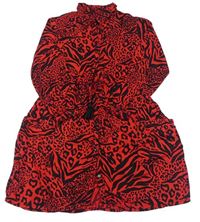 Červeno-černé vzorované propínací lehké šaty George