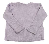Lila žebrovaný třpytivý svetr s volánky Matalan