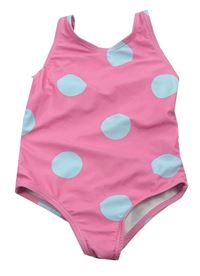 Růžovo-modré puntíkaté jednodílné plavky Primark