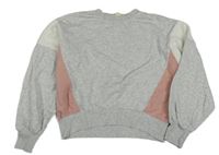 Světlešedo-bílo-růžová crop mikina H&M