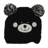 Černá čepice s oušky - medvídek 