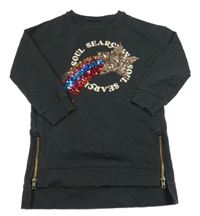 Tmavošedá šatová mikina s hvězdou a nápisy Next