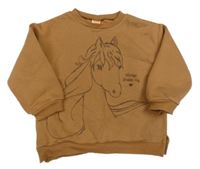 Hnědá mikina s koněm 