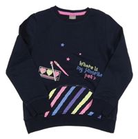 Tmavomodrá mikina s nápisem a pruhy Little kids