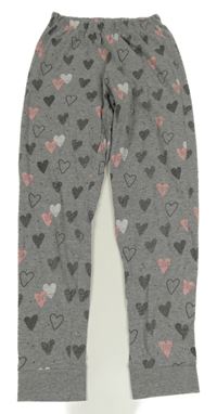 Šedo-růžové pyžamové kalhoty se srdíčky C&A