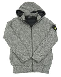 Šedý meírovaný propínací zateplený svetr s kapucí Next