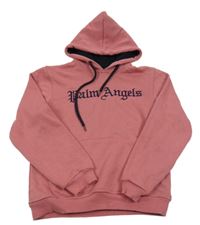 Růžová mikina s nápisem a kapucí 