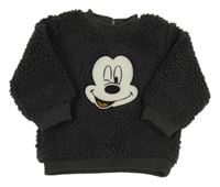 Antracitová huňatá mikina s Mickeym Disney