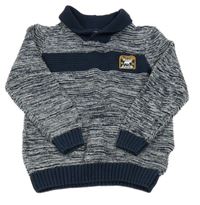 Tmavomodro-bílý melírovaný svetr Dopodopo