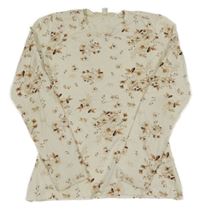 Smetanovo-hnědé květované triko 