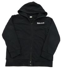 Černá propínací mikina s nápisy a kapucí LC Waikiki