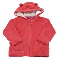 Fuchsiová plyšová propínací mikina s kapucí Lupilu