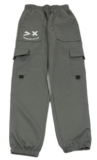 Šedé cargo cuff kalhoty se smajlíkem 