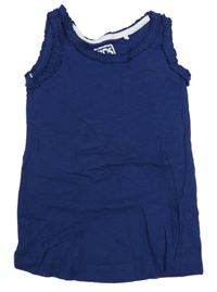 Tmavomodrý top s volánky 