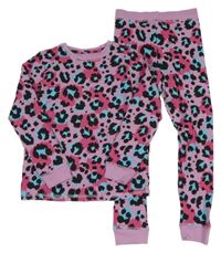 Lila-černo-modré pyžamo s leopardím vzorem 
