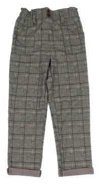 Černo-bílo-růžové kostkované úpletové kalhoty Primark