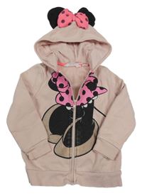 Světlerůžová propínací mikina s Minnie a kapucí H&M