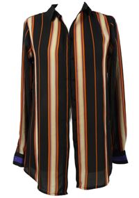 Dámská černo-oranžovo-béžová pruhovaná šifonová halenka zn. Soyaconcept 