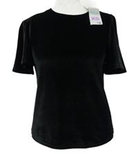 Nové - Dámské černé sametové tričko Primark 