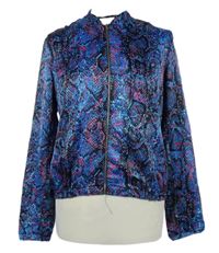 Dámská modro-růžovo-černá vzorovaná saténová lehká crop bunda Atmosphere 