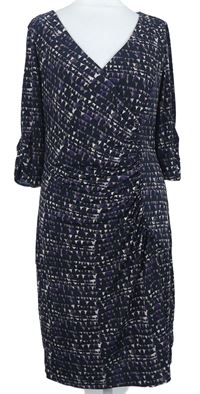 Dámské černo-fialové vzorované midi šaty s řasením Coast 