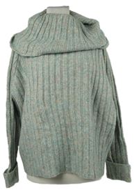 Dámský světlemodro-šedý melírovaný svetr s komínovým límcem George 