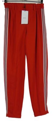 Nové - Dámské červené teplákové kalhoty s pruhy Bershka 