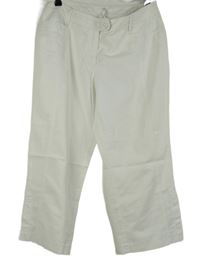 Dámské bílé plátěné capri kalhoty 