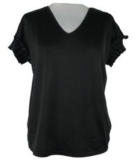 Dámské černé saténové tričko s plisovaním na rukávech George 