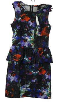Nové - Dámské barevné květované pouzdrové šaty s volánkem H&M