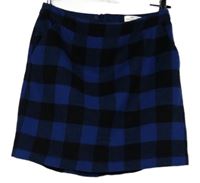 Dámská kobaltově modro-černá kostkovaná vlněná minisukně Papaya