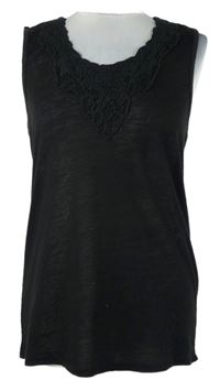 Dámský černý top s krajkou Papaya 