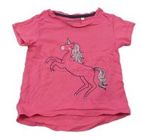 Neonově růžové tričko s jednorožcem Bluezoo