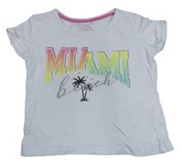 Bílé crop tričko s nápisem a palmami Primark