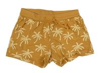 Hořčicové bavlněné kraťasy s palmami H&M