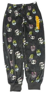 Šedé plyšové kalhoty s obrázky Primark